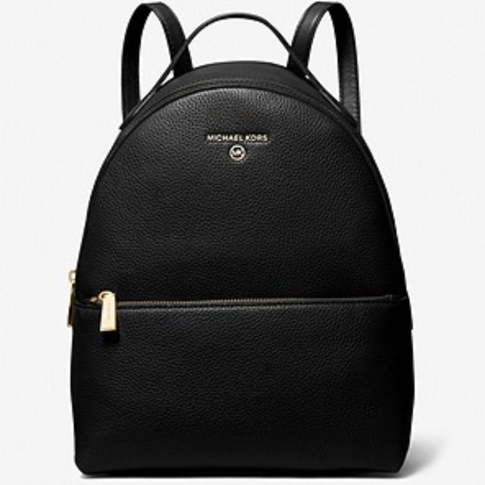 Michael Kors Valerie Medium Pebbled Leather Black Backpack
